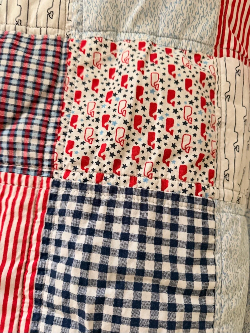 Vineyard Vines Red, Blue, White Patchwork Quilt